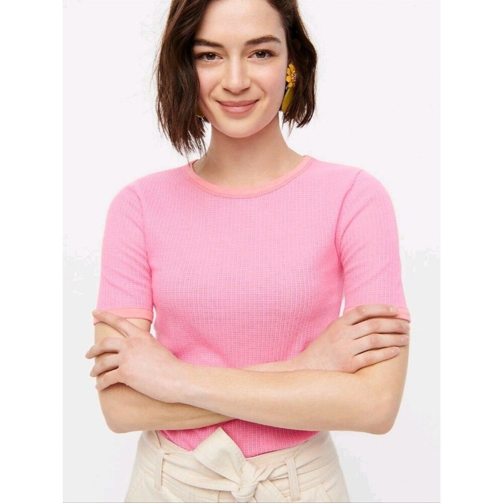 J. Crew Textured Pink Short Sleeve Tee - Size XS Womens